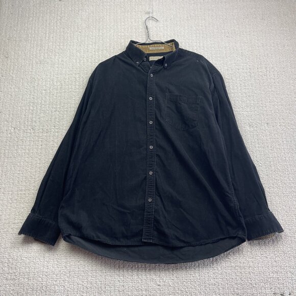 Retreat Black Corduroy Button Up Oxford Shirt Mens Large Retro Outdoor Camp - Picture 1 of 13